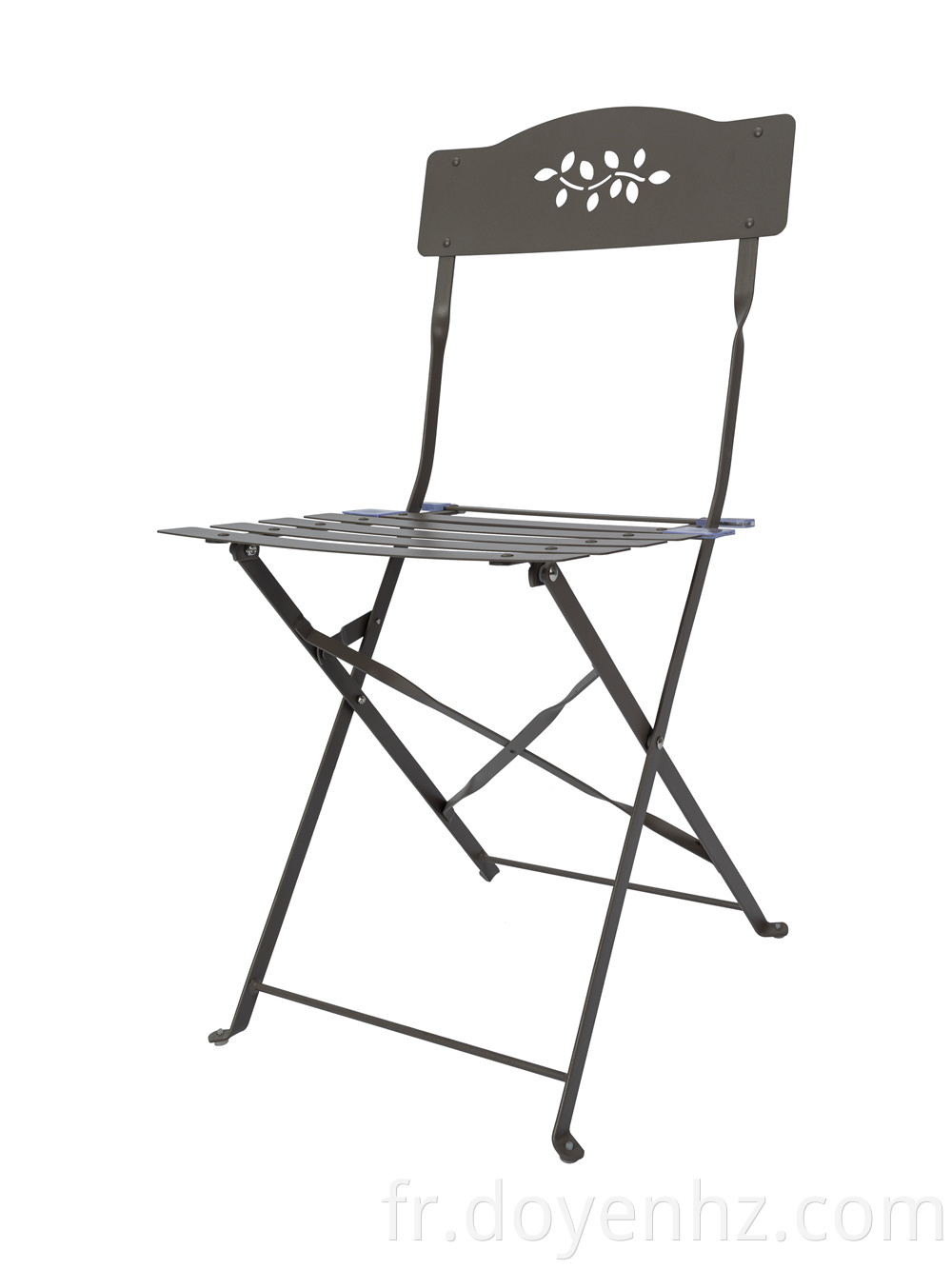 Outdoor Metal Folding Chair with Leaf Pattern Back